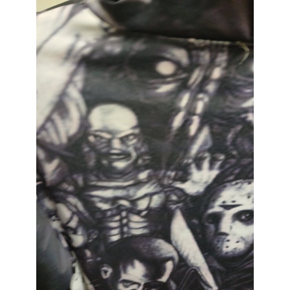 " HORROR HOODIE " UNISEX MEDIUM SIZE BLACK AND WHITE NYLON BLEND PULLOVER - Picture 9 of 14